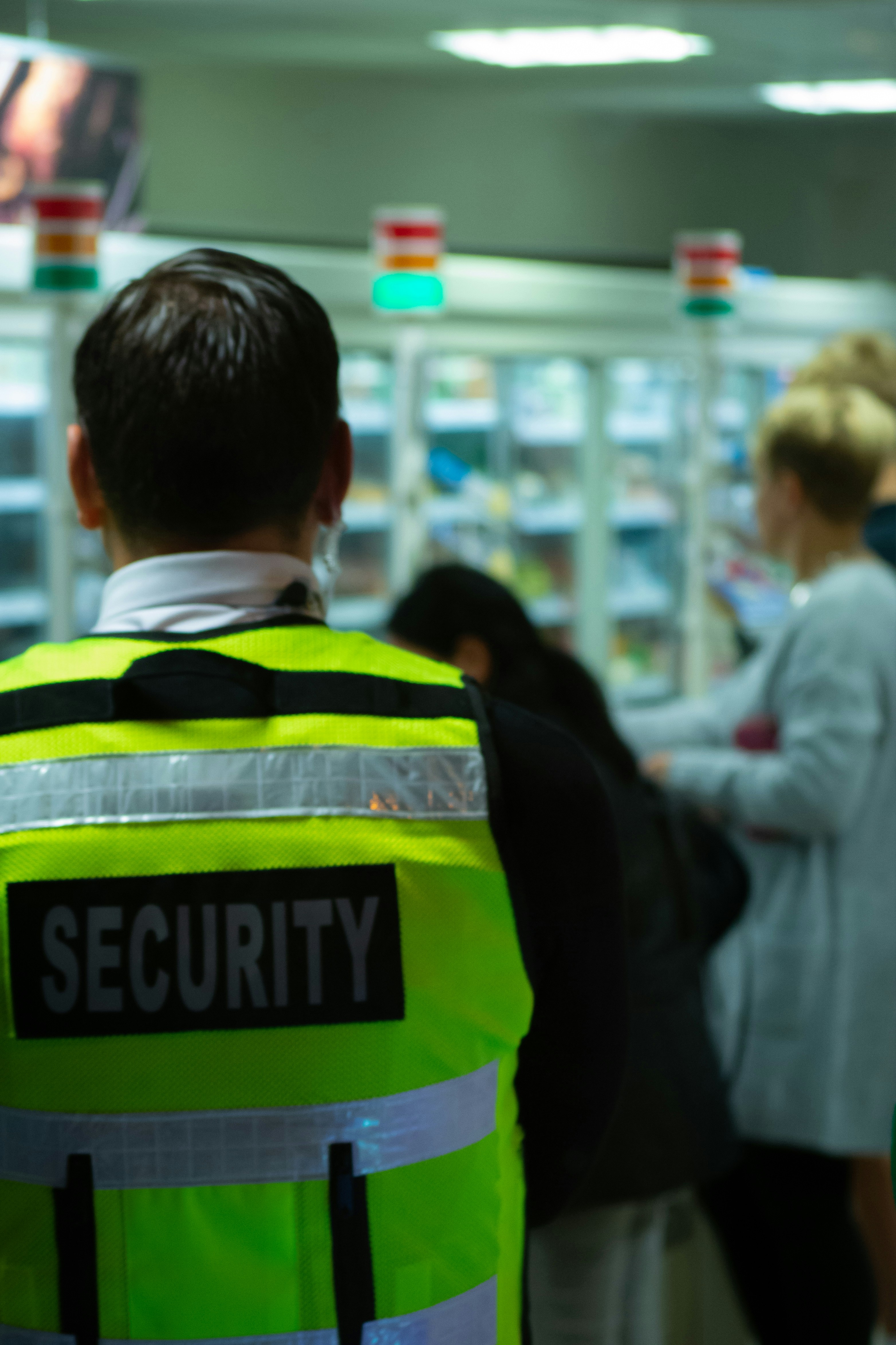 Security guard monitoring a retail facility